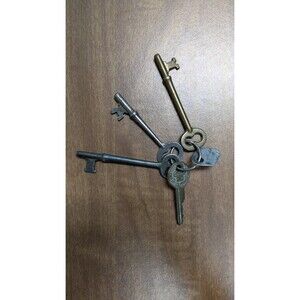 Three Skeleton Keys and an Old Padlock Key Vintage Craft